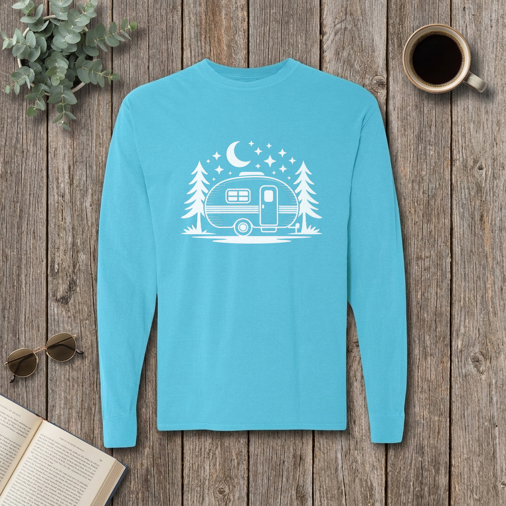 Long Sleeve Graphic Camping T-Shirt
