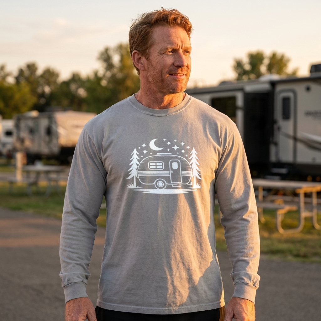 Long Sleeve Graphic Camping T-Shirt