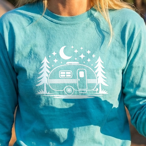 Long Sleeve Graphic Camping T-Shirt