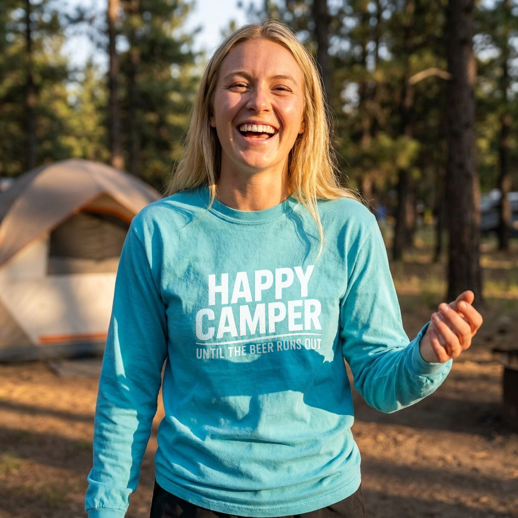 Happy Camper Until the Beer Runs Out Long Sleeve Shirt