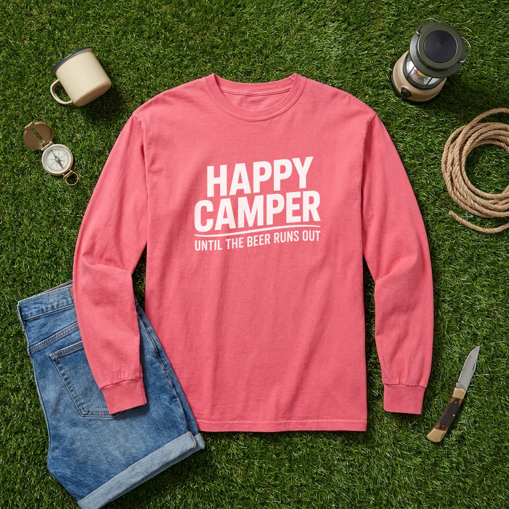 Happy Camper Until the Beer Runs Out Long Sleeve Shirt